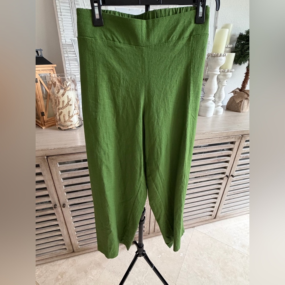 Investments Green Linen Wide-Leg Women's Pants